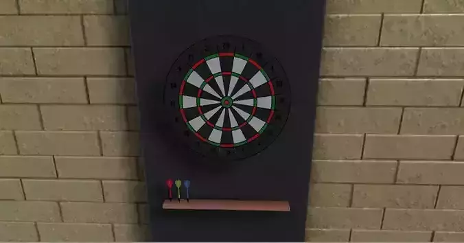 Darts dart board and Low-poly 3D model