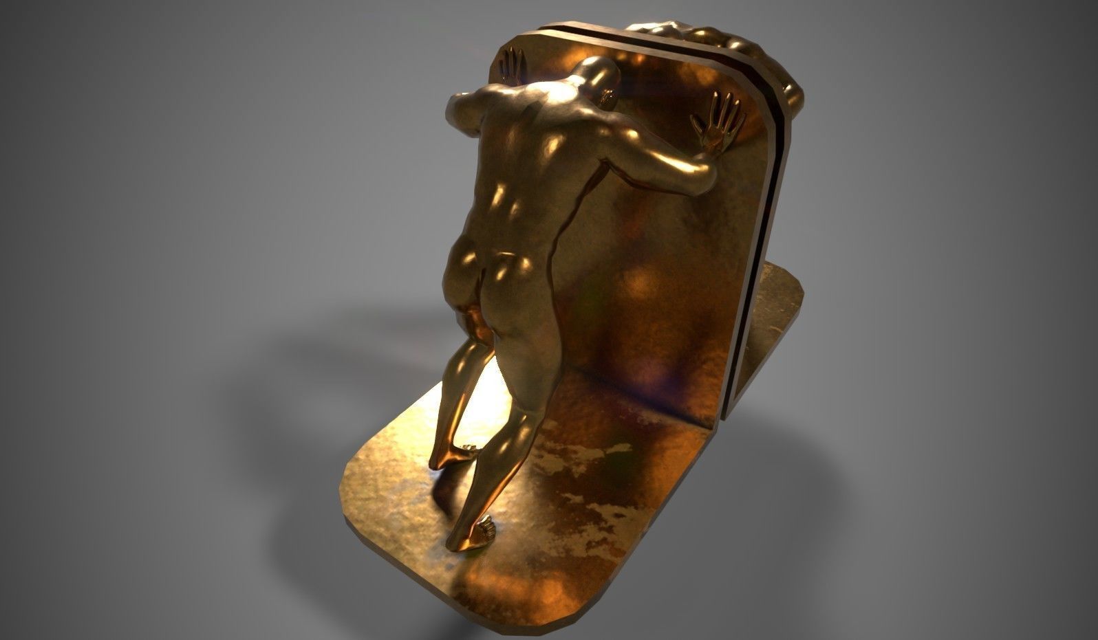 Bronze bookends Pose03 3D model_1