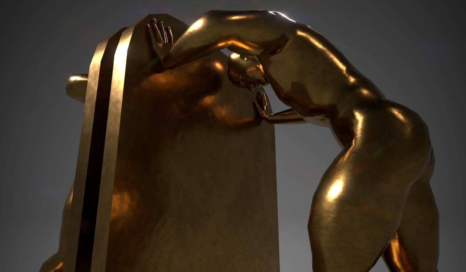 Bronze bookends Pose03 3D model_2