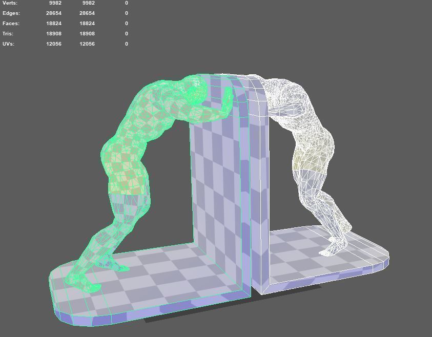 Bronze bookends Pose03 3D model_4