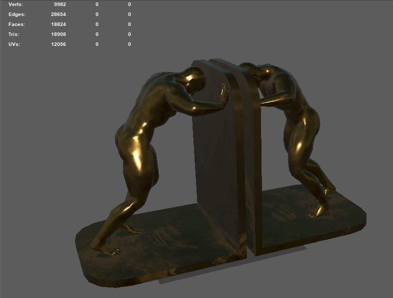 Bronze bookends Pose03 3D model_3
