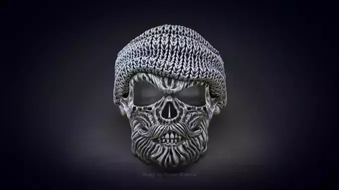 Skull ring with beard 3d model for 3d printing 3D print model