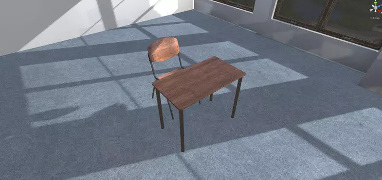 School Desk Low-poly 3D model_0