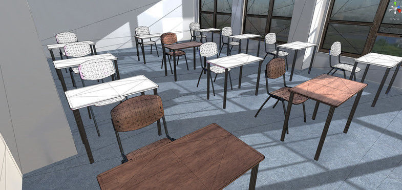 School Desk Low-poly 3D model_1