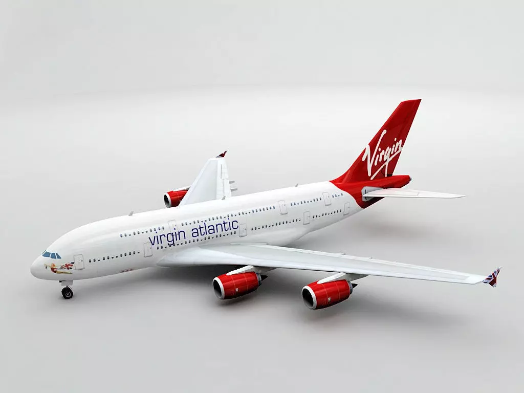 Airbus A380 Airliner - Virgin Atlantic Low-poly 3D model_0