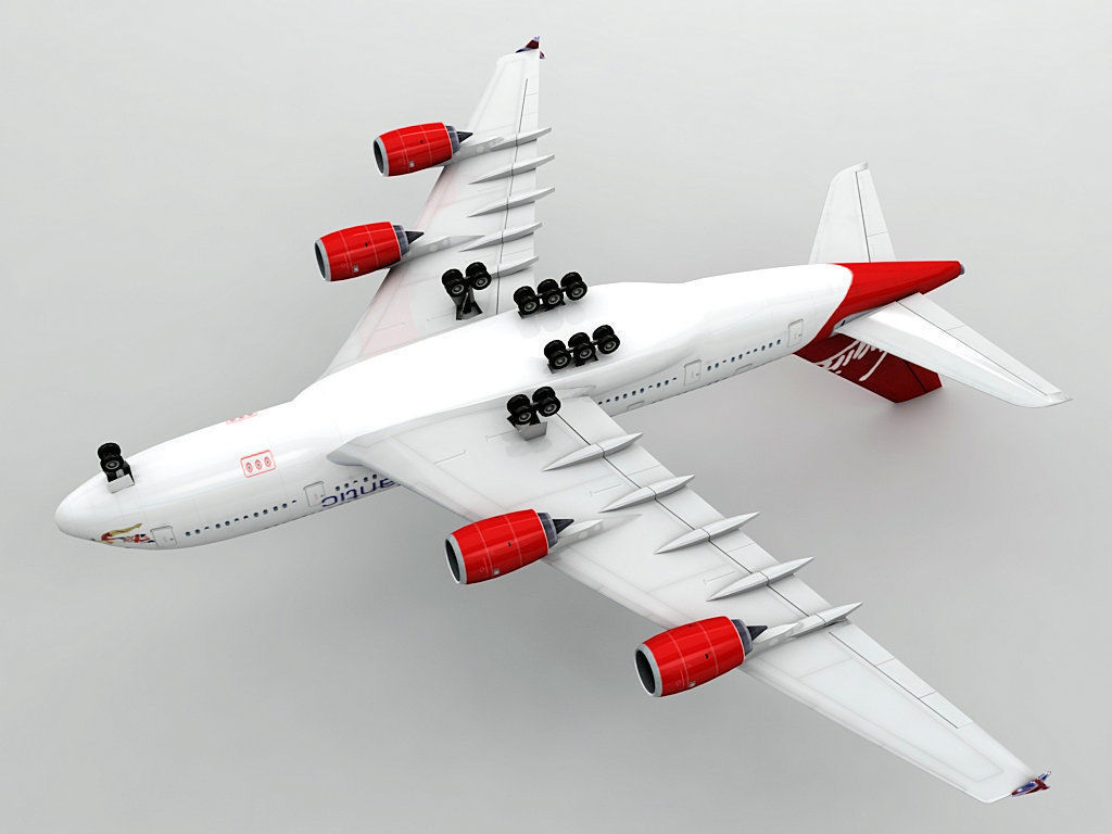 Airbus A380 Airliner - Virgin Atlantic Low-poly 3D model_1