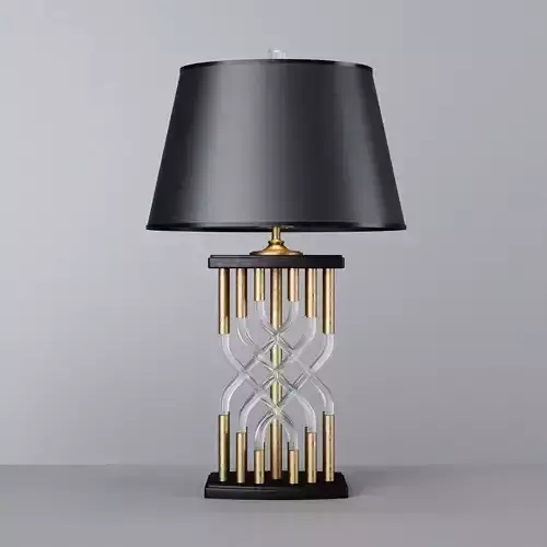 Pair of Vintage Braided Lucite and Brass Lamp 3D model