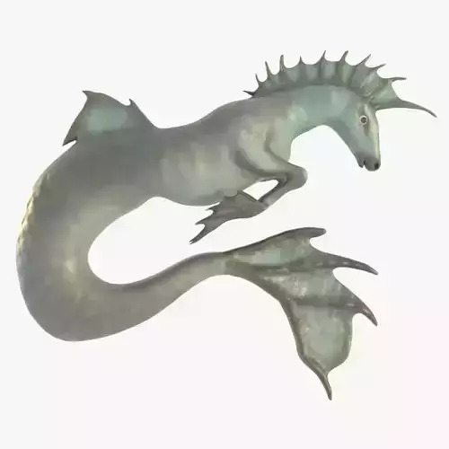 Hippocampus sea creature with long tails Low-poly 3D model