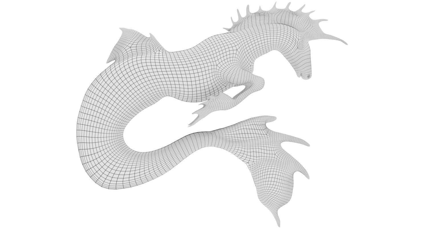 Hippocampus sea creature with long tails Low-poly 3D model_7