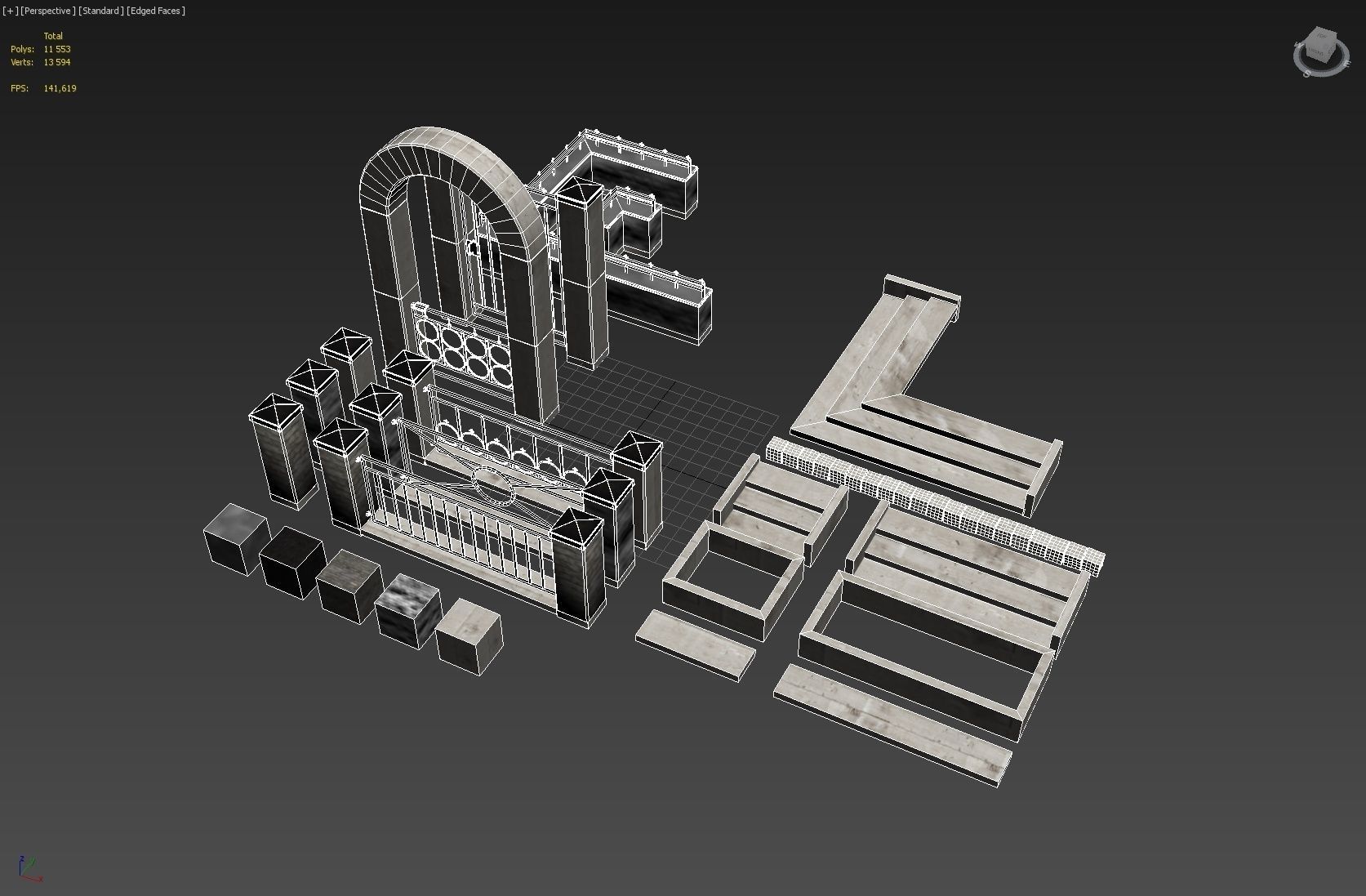 Wall and fence pack A collection 3D model_5