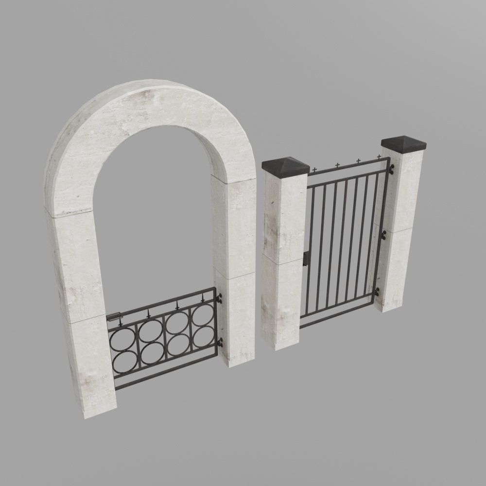 Wall and fence pack A collection 3D model_2