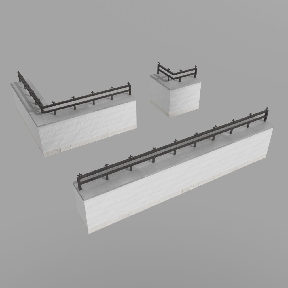 Wall and fence pack A collection 3D model_3