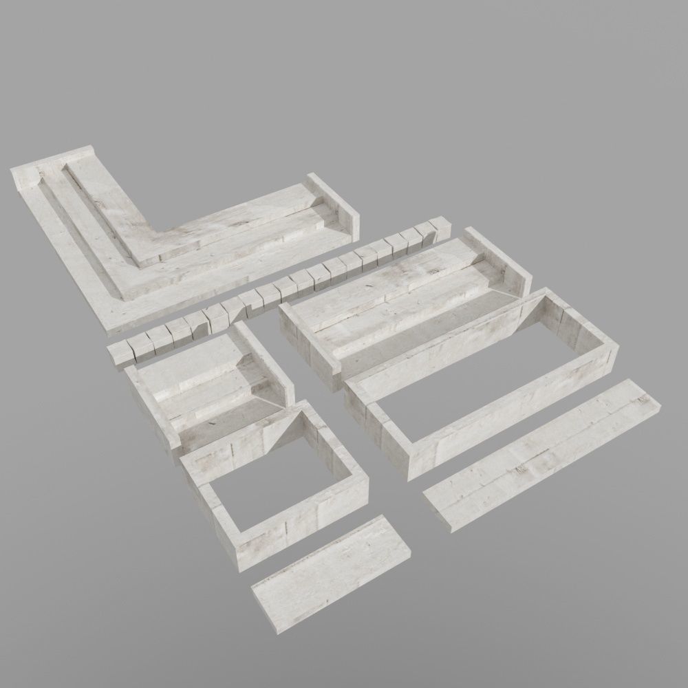 Wall and fence pack A collection 3D model_1