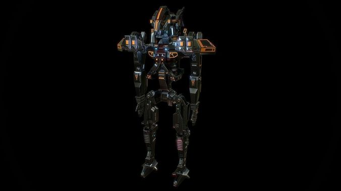 Low poly sci fi military robot character Low-poly 3D model
