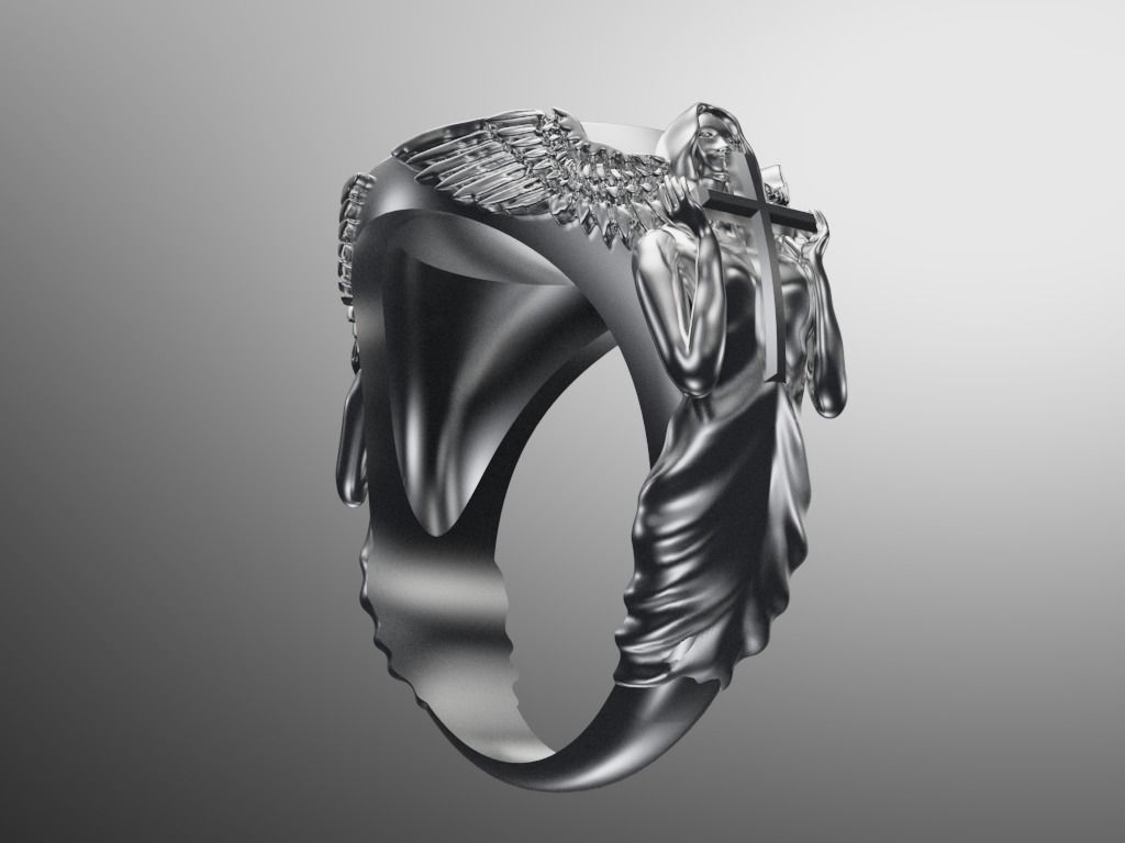 Angel ring 3D print model_1