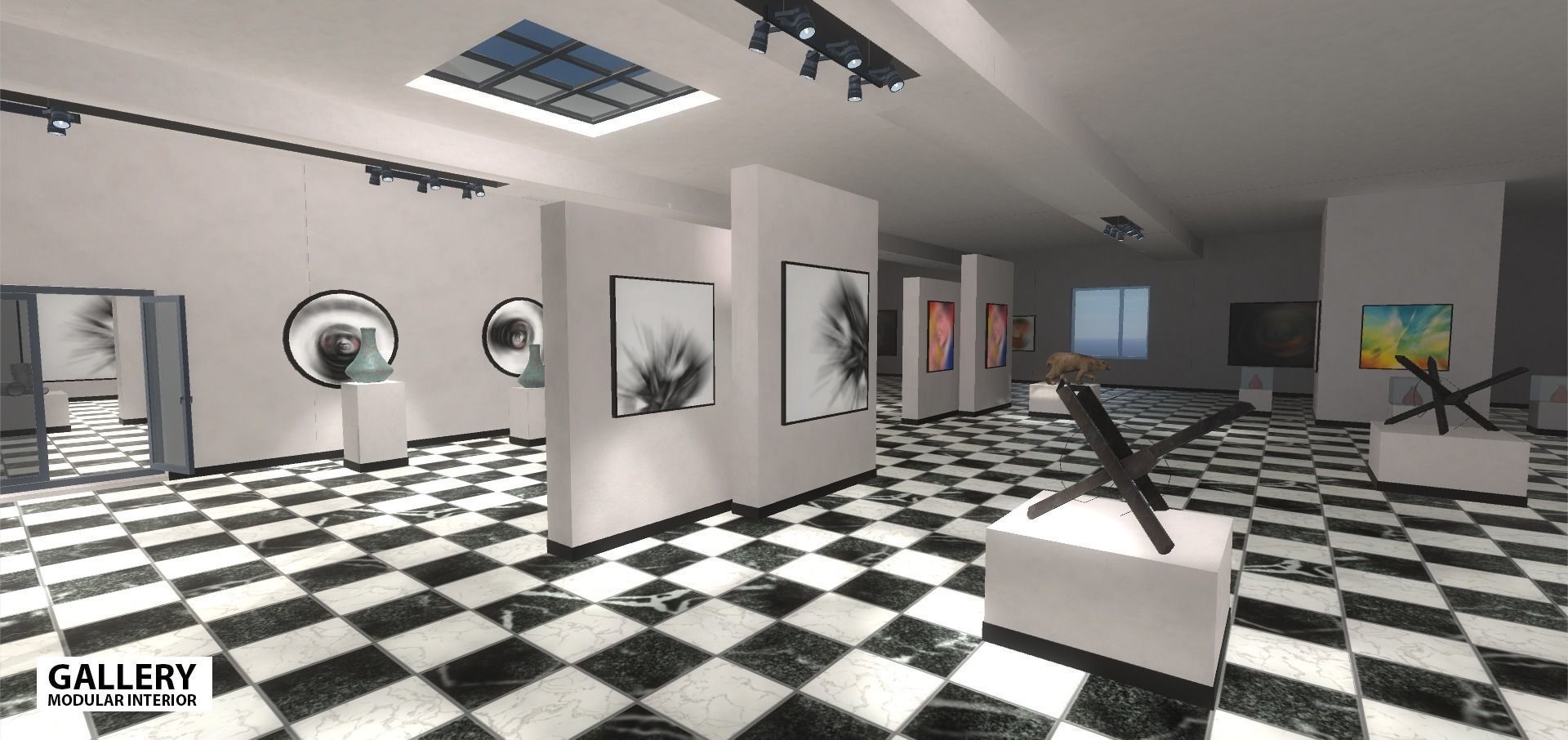 Gallery - modular interior Low-poly 3D model_10