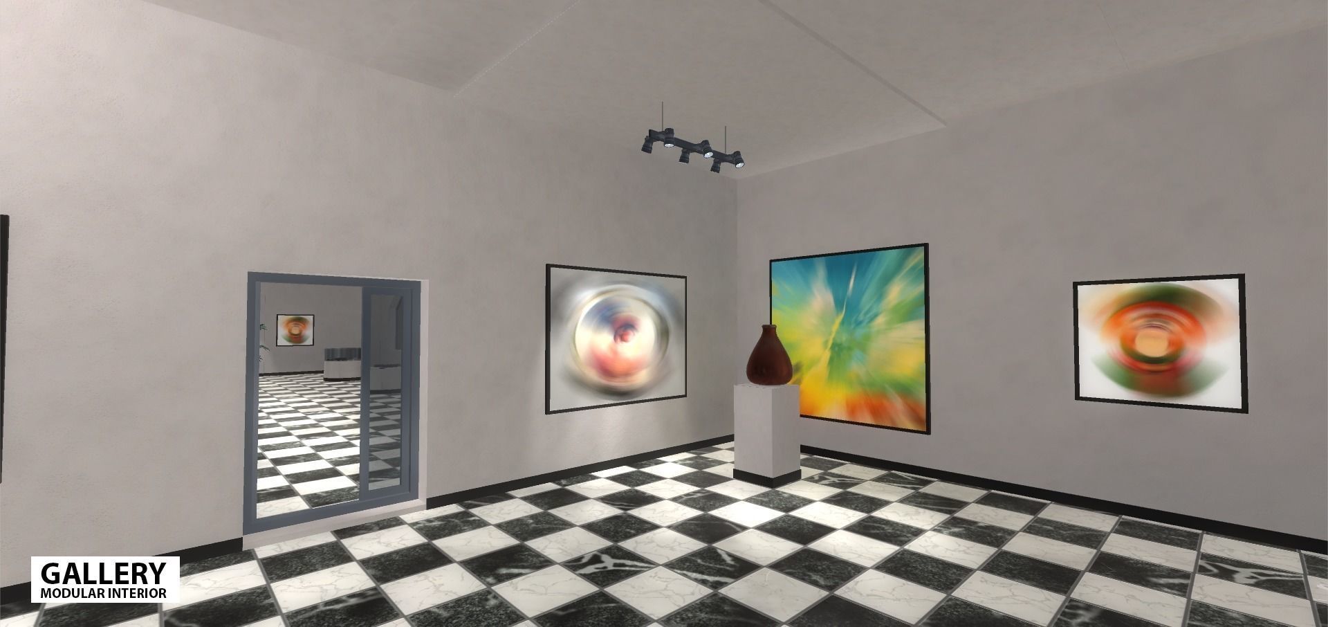 Gallery - modular interior Low-poly 3D model_12