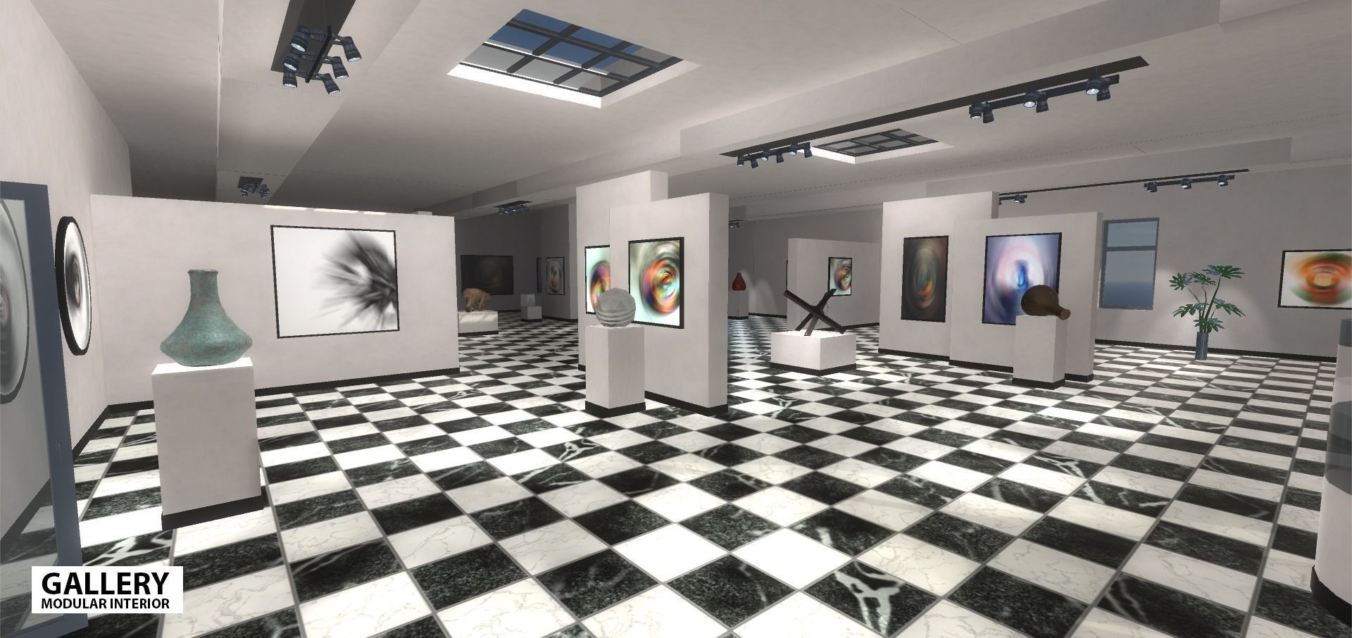 Gallery - modular interior Low-poly 3D model_17