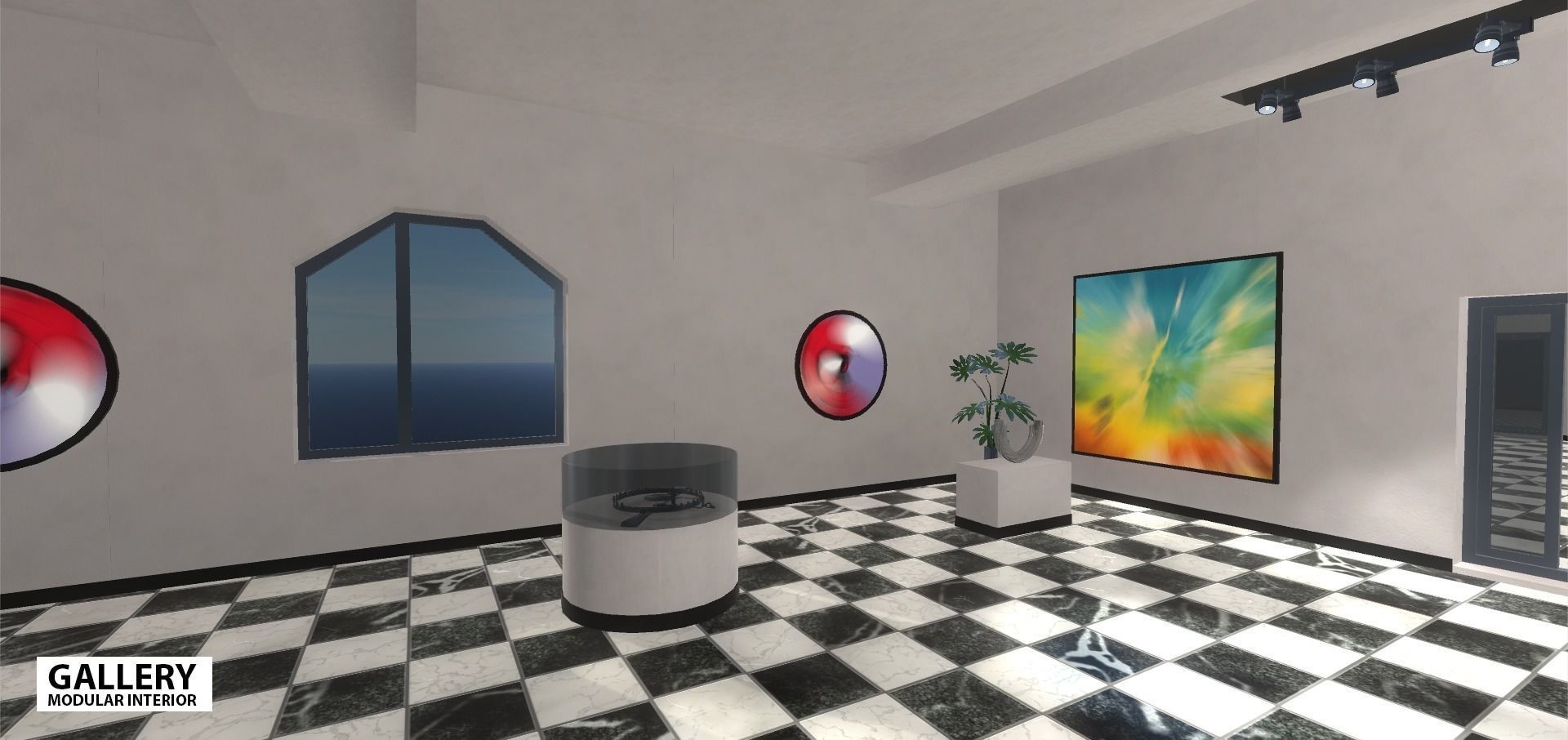 Gallery - modular interior Low-poly 3D model_15