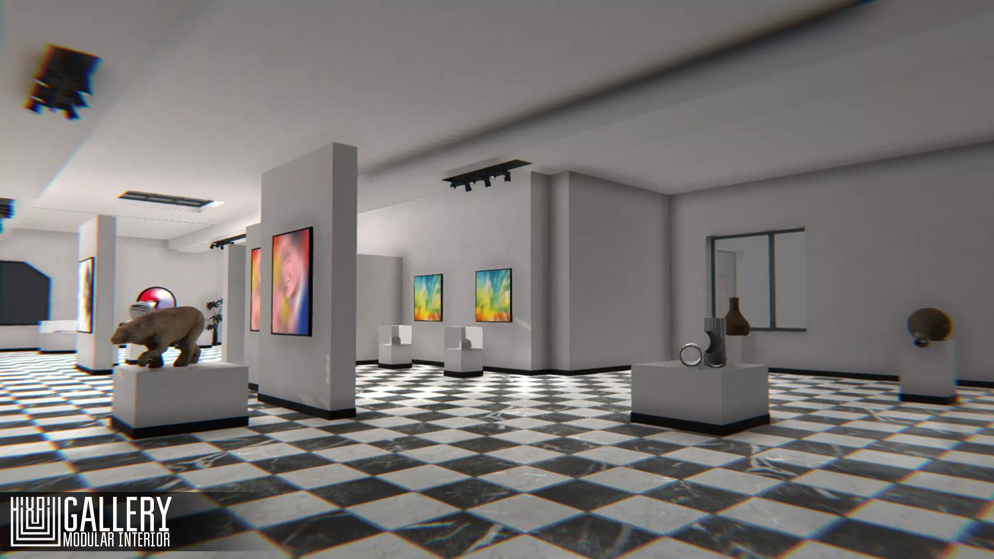 Gallery - modular interior Low-poly 3D model_0