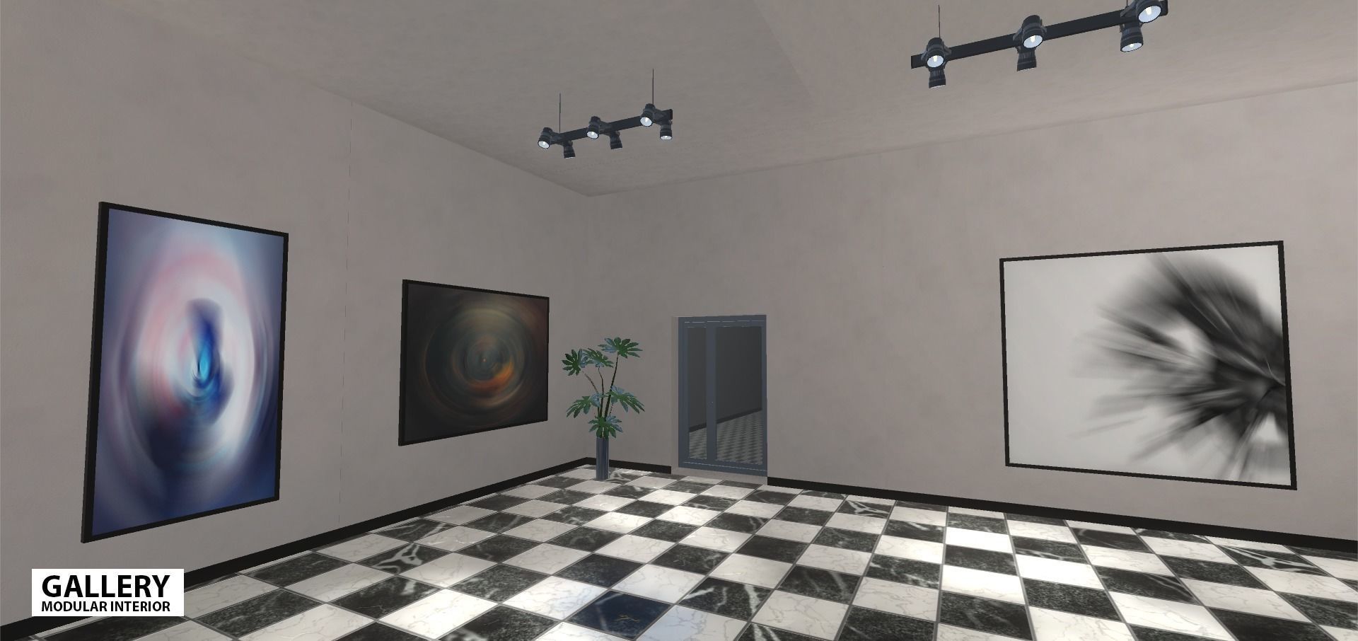 Gallery - modular interior Low-poly 3D model_11