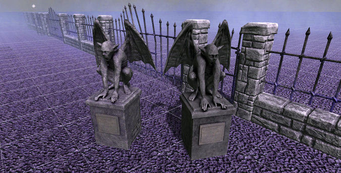 Gargoyle statue Low-poly 3D model