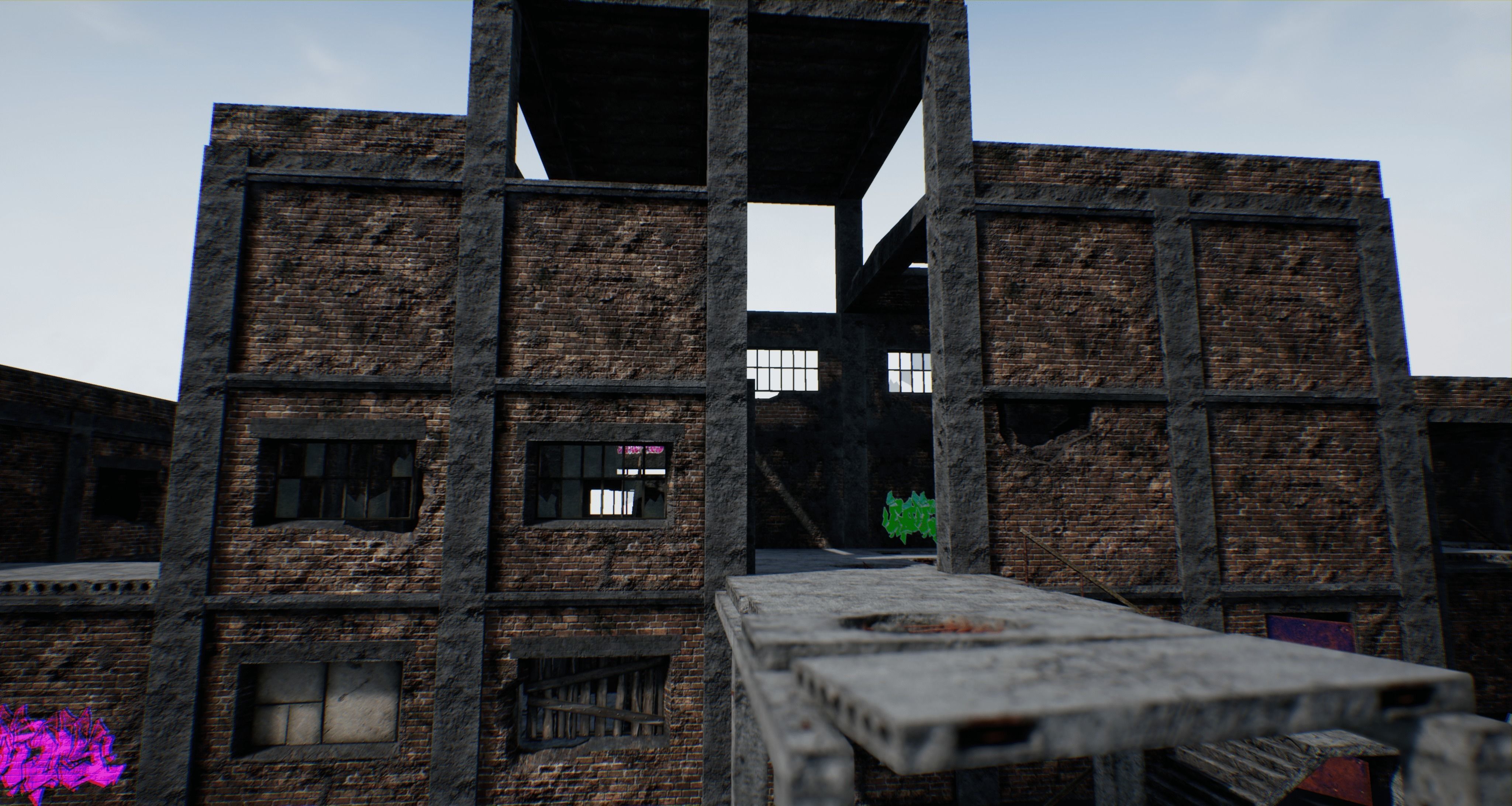 Modular Abandoned Building PBR Low-poly 3D model_0