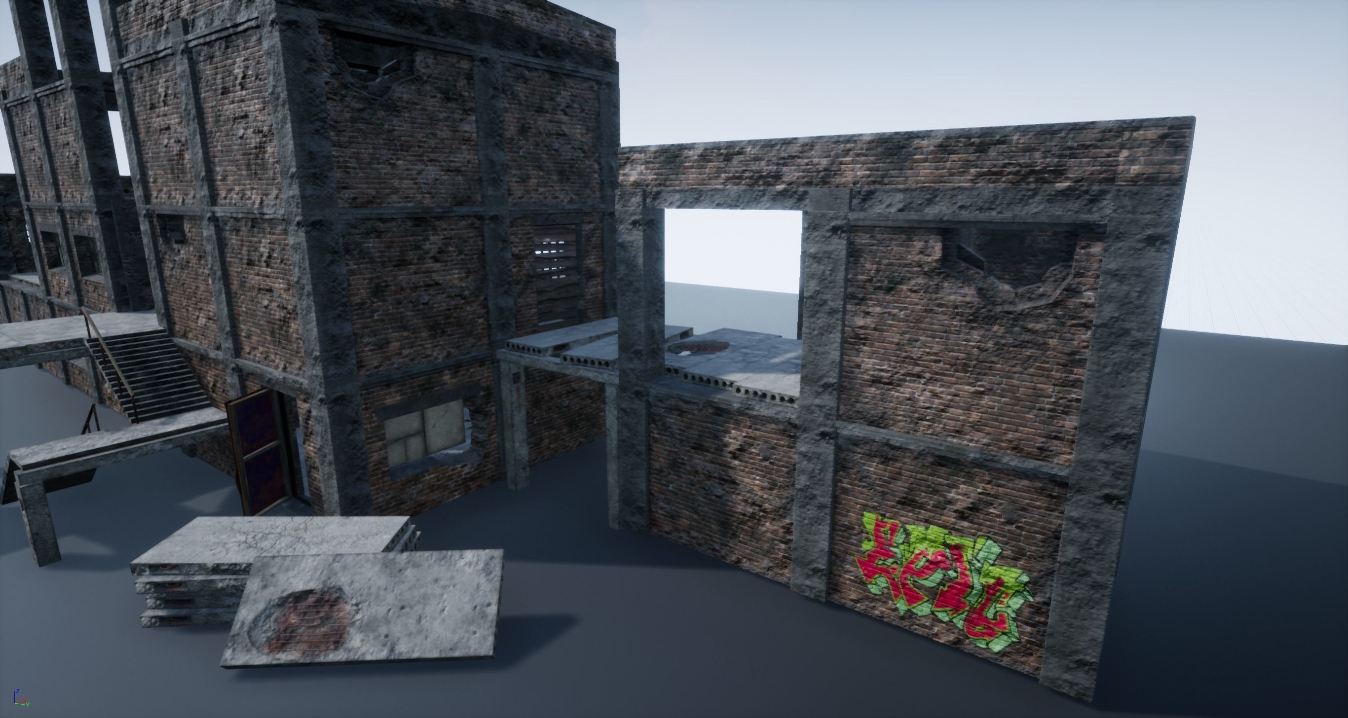 Modular Abandoned Building PBR Low-poly 3D model_8