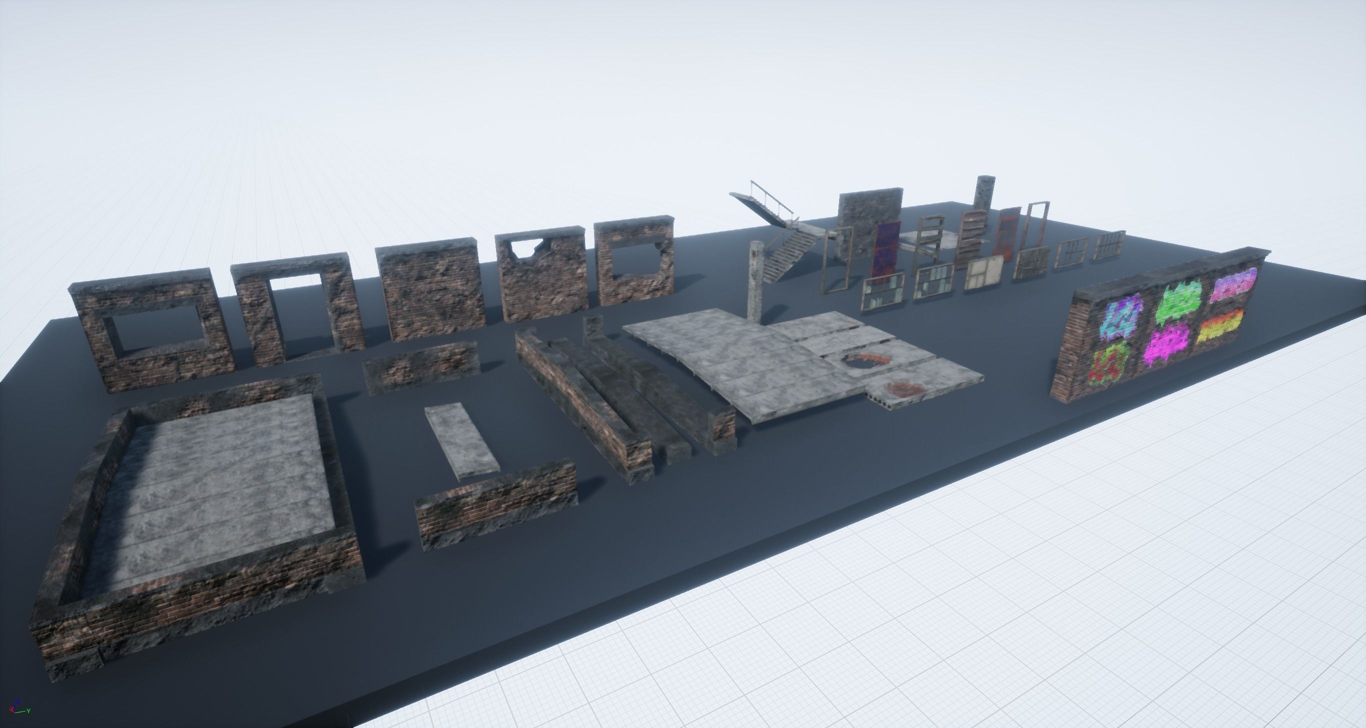 Modular Abandoned Building PBR Low-poly 3D model_16