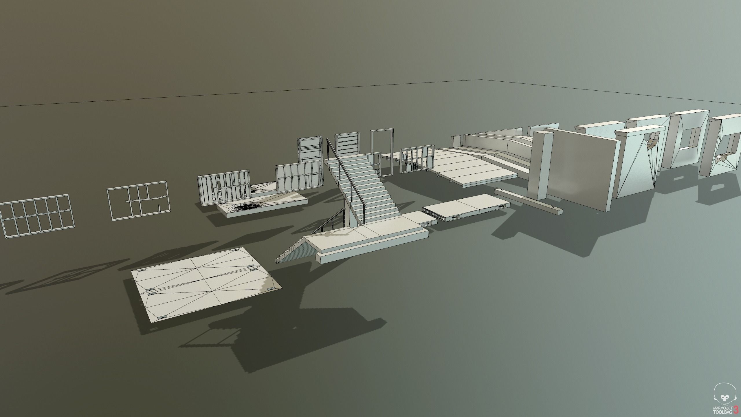 Modular Abandoned Building PBR Low-poly 3D model_24