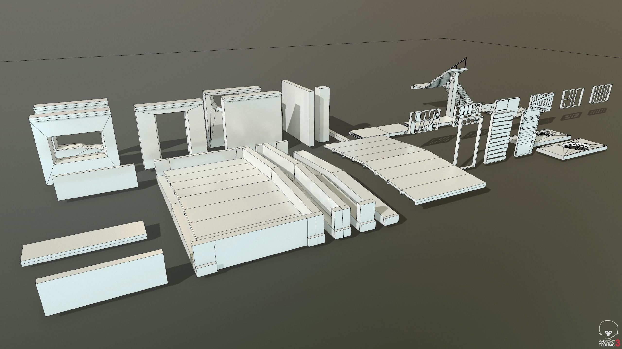 Modular Abandoned Building PBR Low-poly 3D model_23