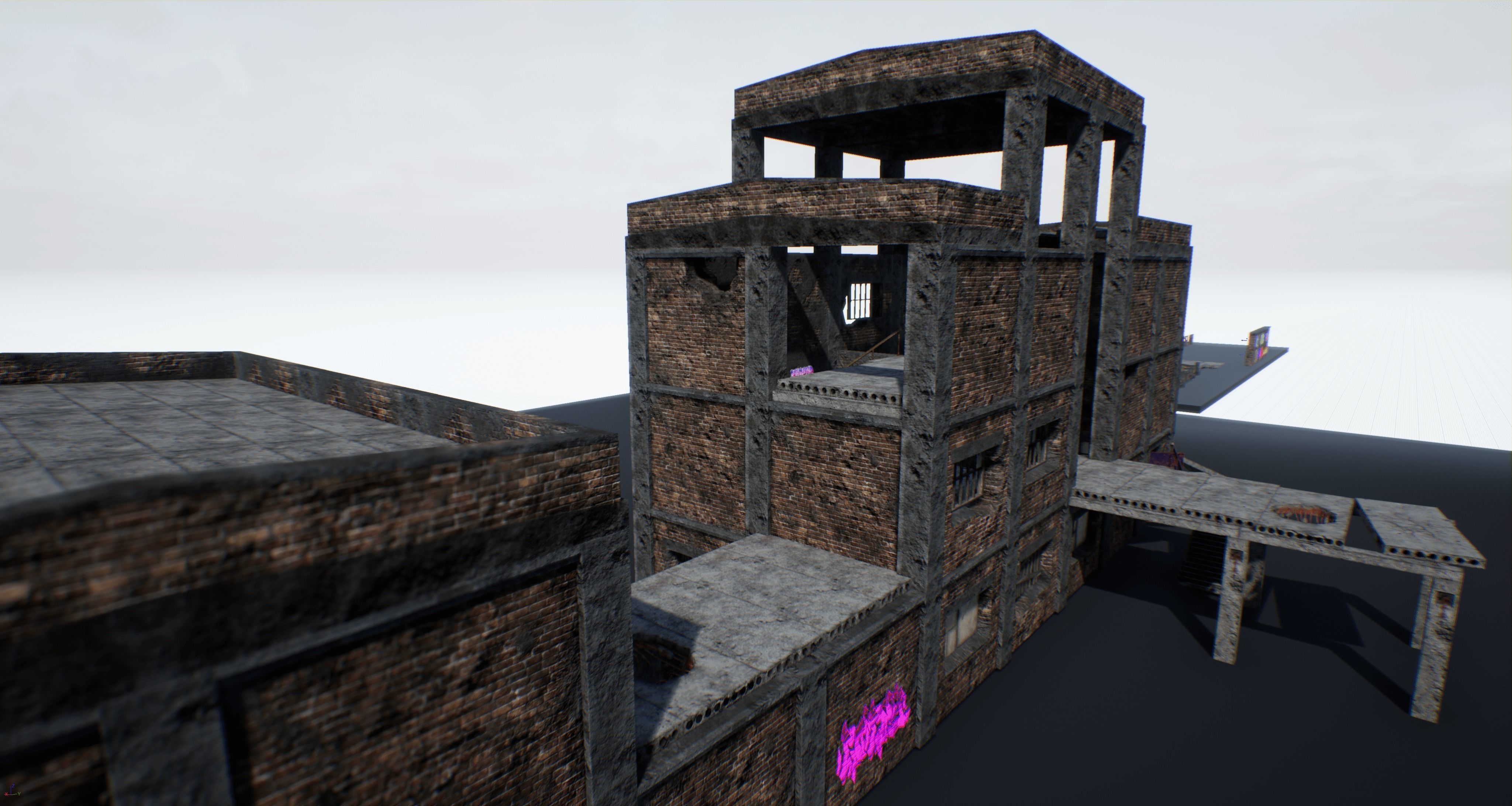 Modular Abandoned Building PBR Low-poly 3D model_1