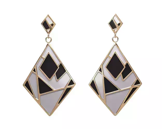 Gold Enamel Earrings