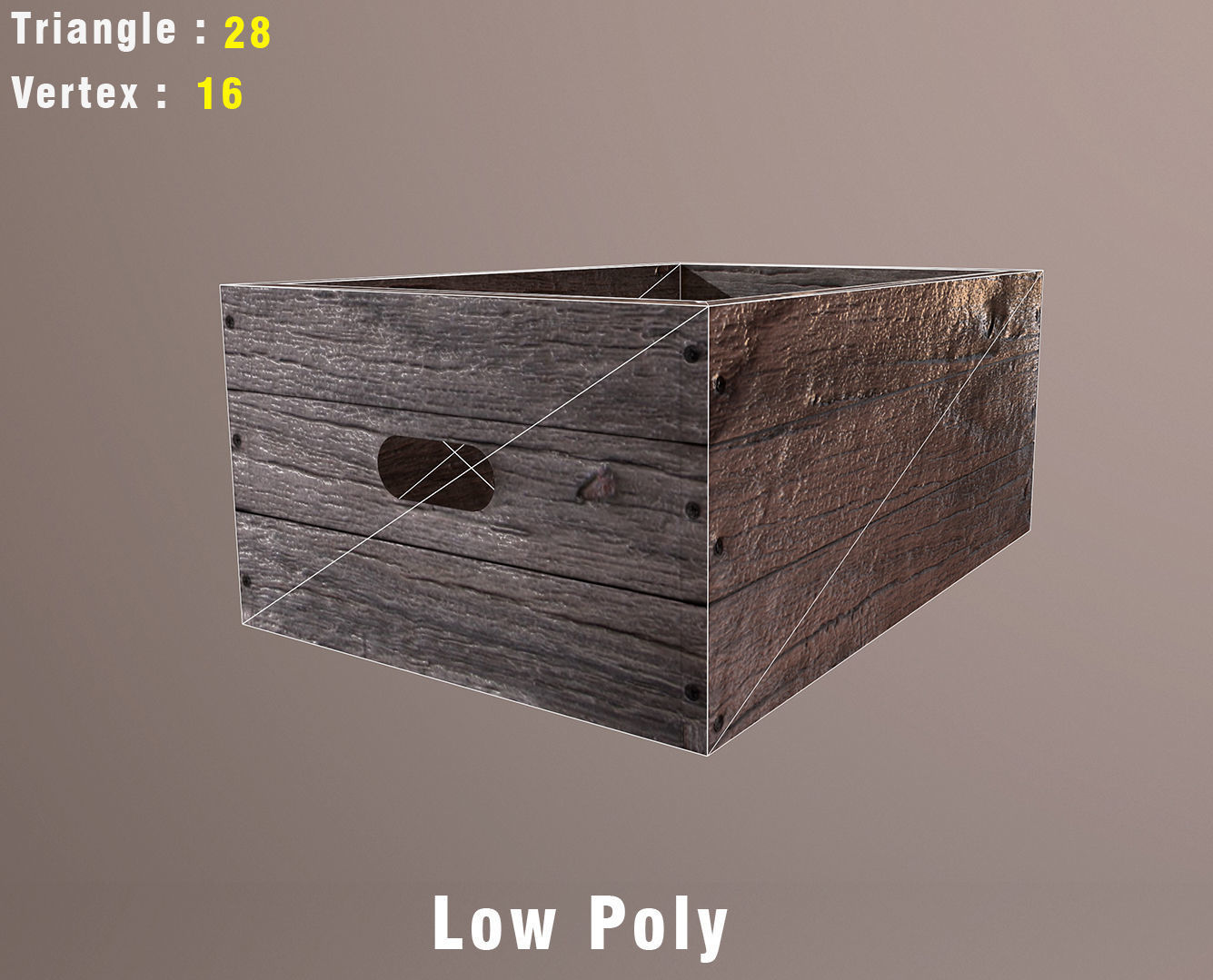 low poly Wood Box 3D model Low-poly 3D model_3