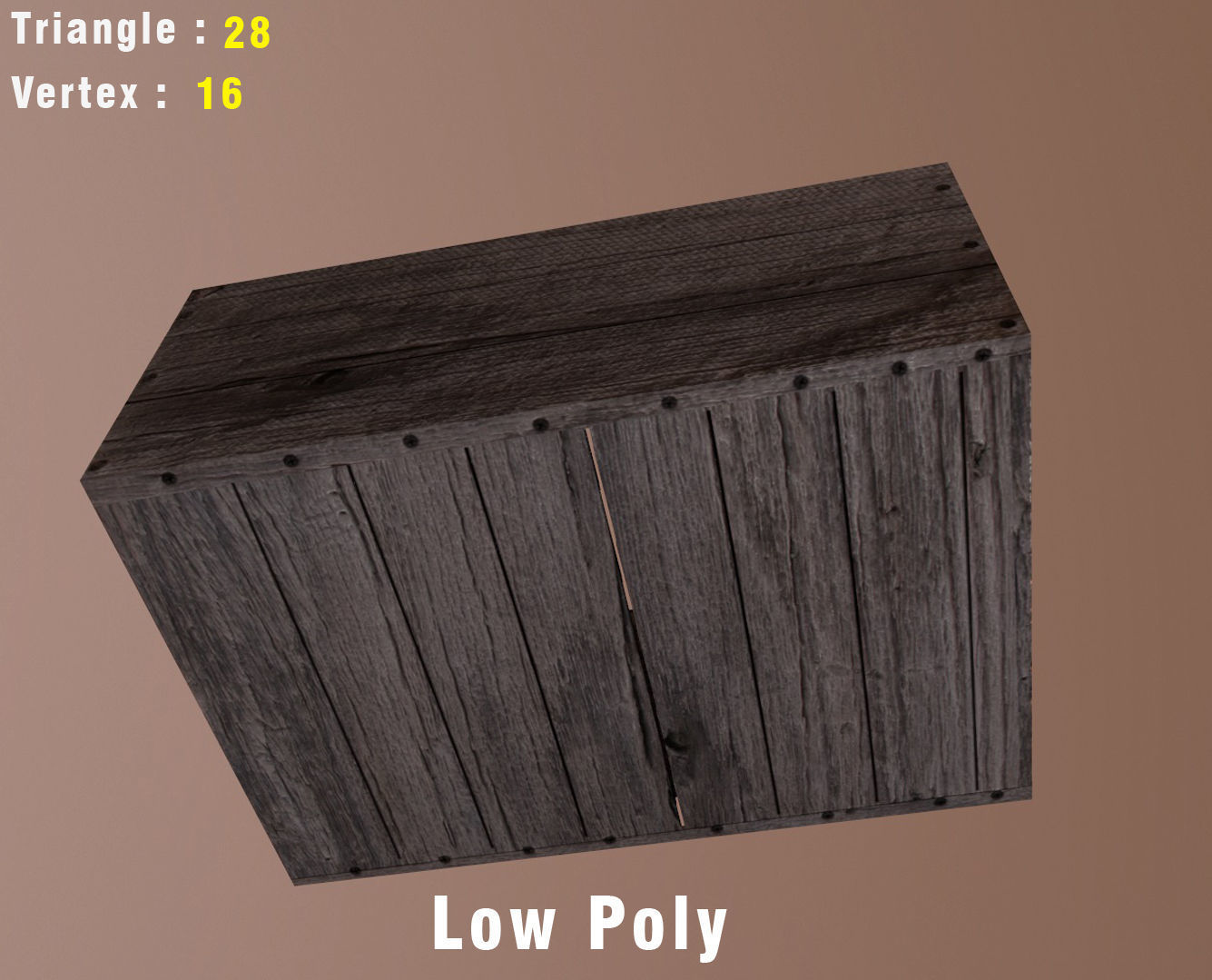 low poly Wood Box 3D model Low-poly 3D model_2