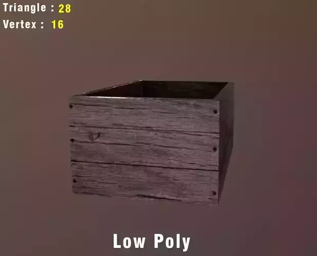 low poly Wood Box 3D model
