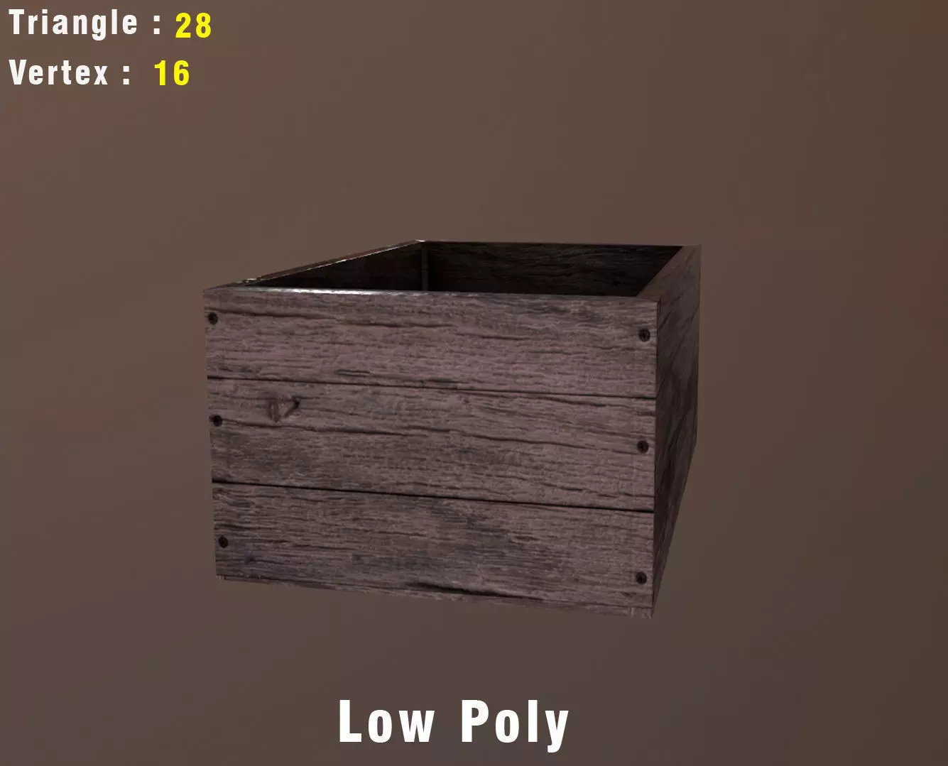 low poly Wood Box 3D model Low-poly 3D model_0