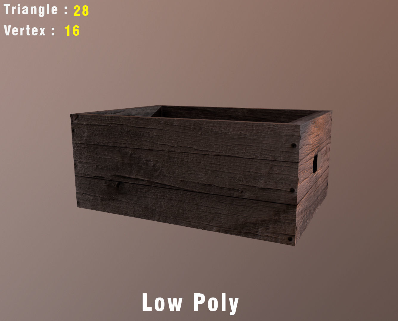 low poly Wood Box 3D model Low-poly 3D model_1