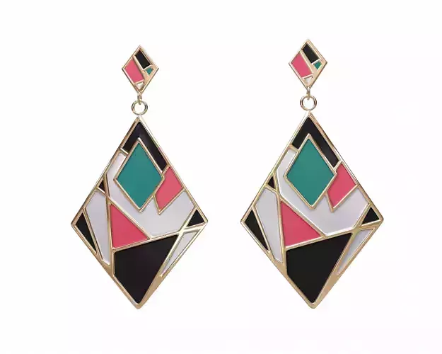 Colorful Gold Enamel Earrings