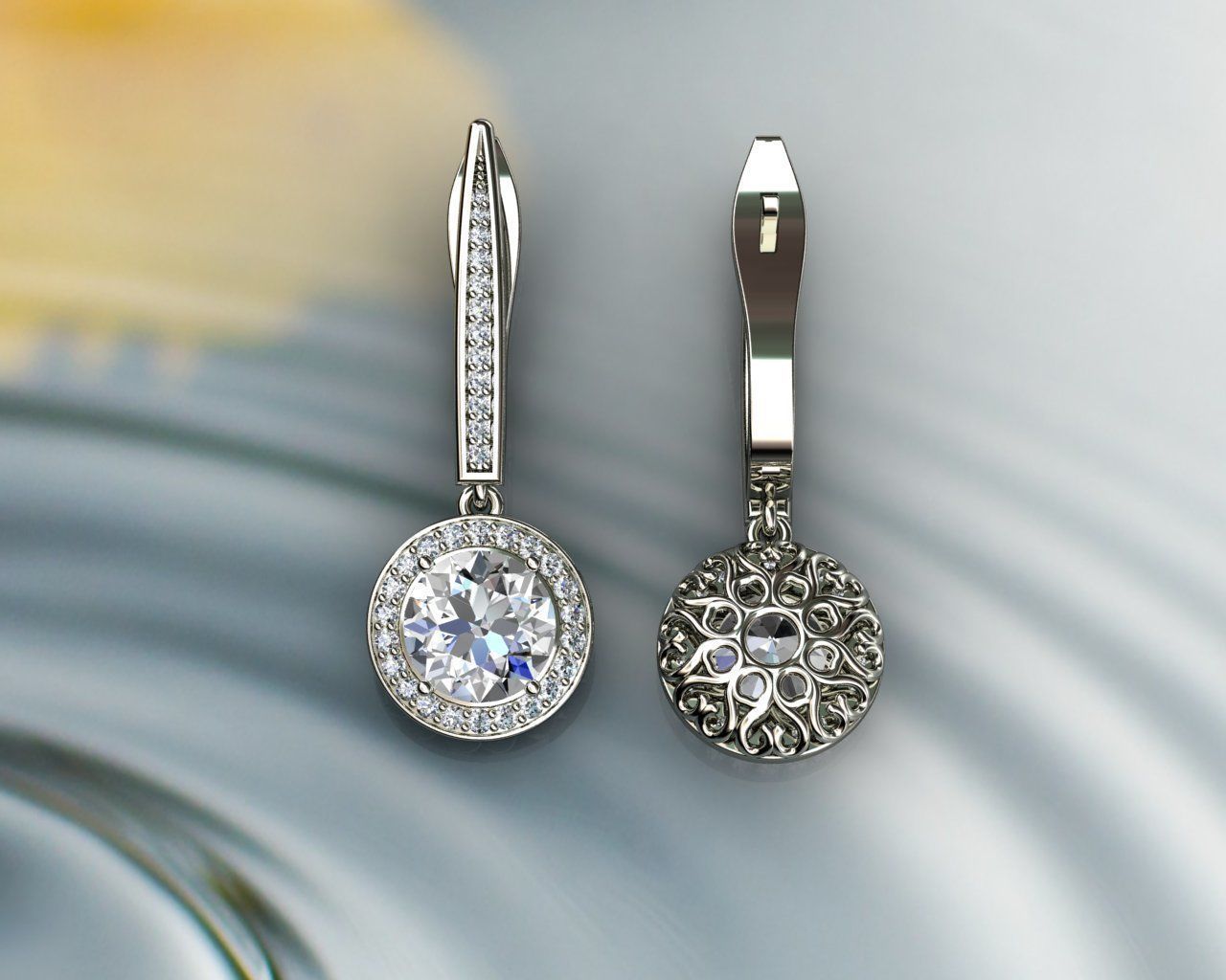 Diamond Earrings 3D print model_1