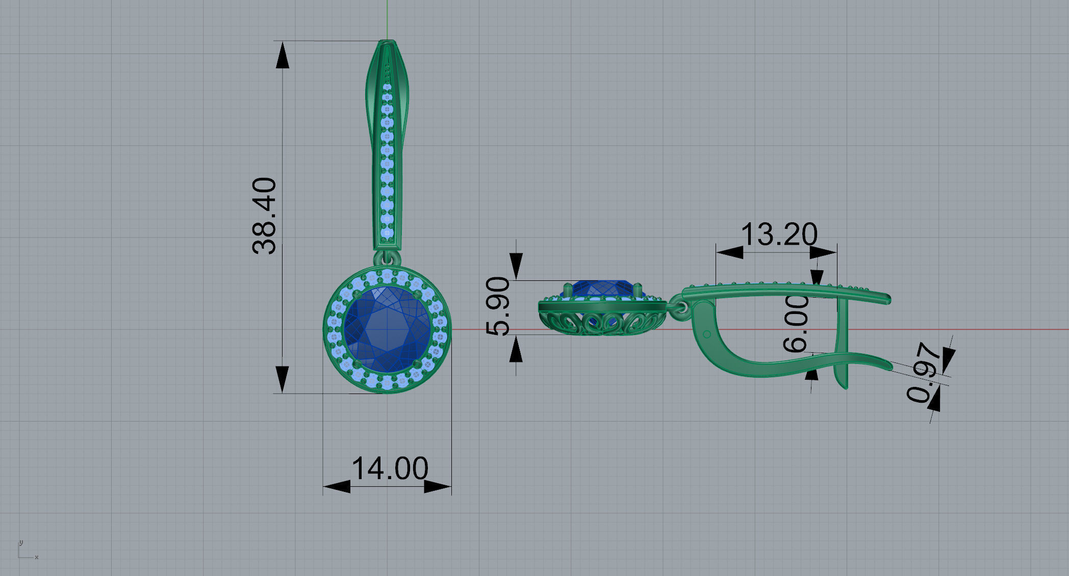 Diamond Earrings 3D print model_6