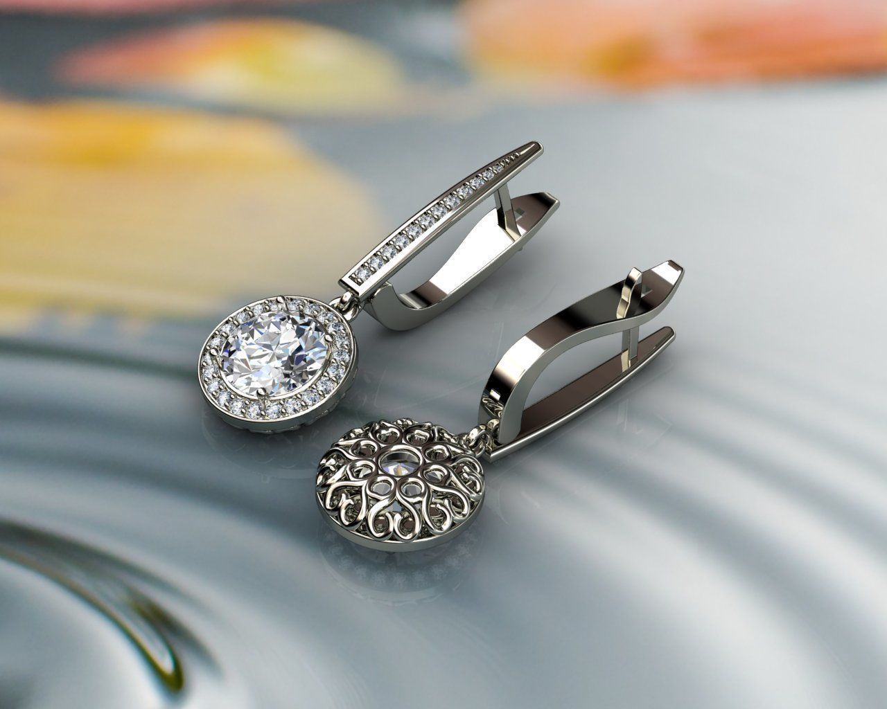 Diamond Earrings 3D print model_5