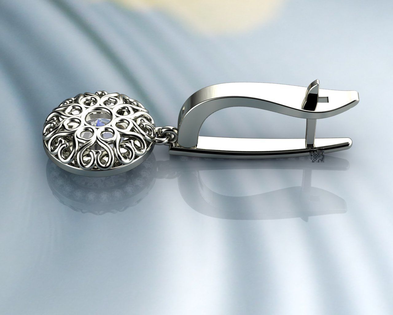 Diamond Earrings 3D print model_2