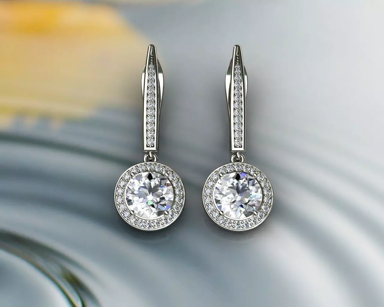 Diamond Earrings 3D print model_0