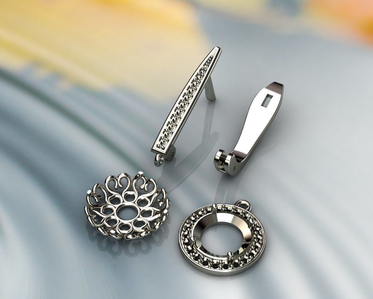 Diamond Earrings 3D print model_4