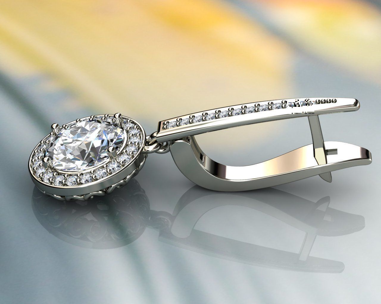 Diamond Earrings 3D print model_3