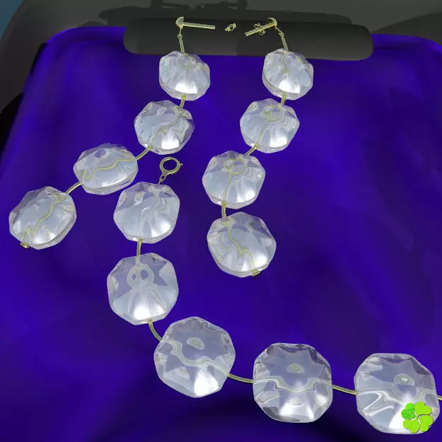 Earrings and bracelet with display box rigged low poly Low-poly 3D model_0
