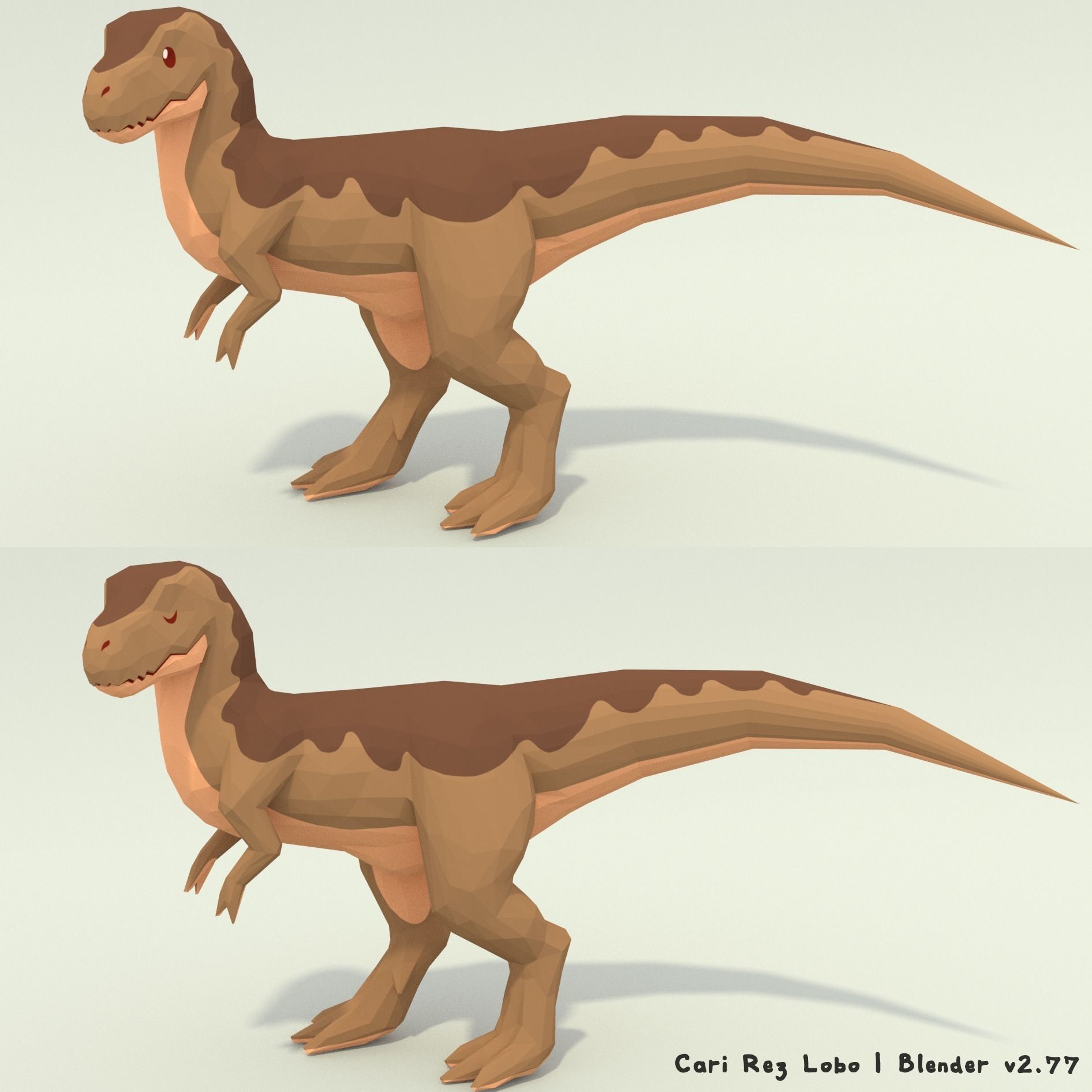 Low-poly T-rex Standing Pose Printable 12 colors Low-poly 3D model_1