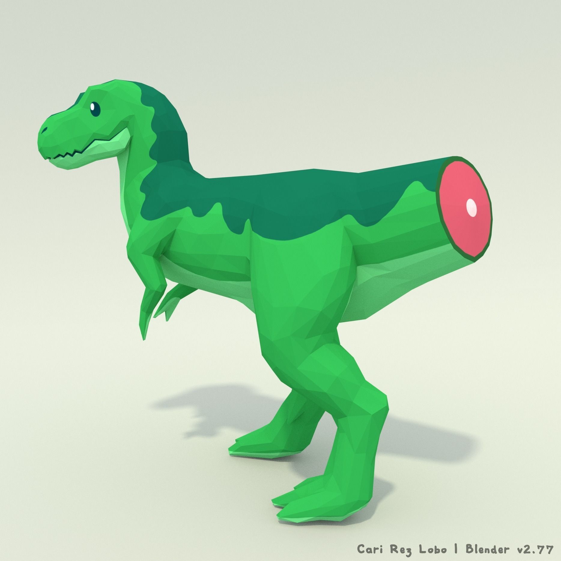 Low-poly T-rex Standing Pose Printable 12 colors Low-poly 3D model_3