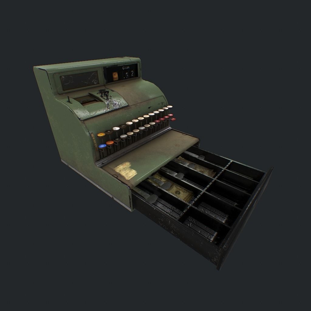 Cash Register pbr Low-poly 3D model_9